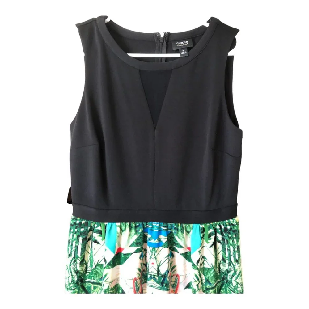 Nicole Miller Black and Tropical Print Maxi Dress - Picture 2 of 2